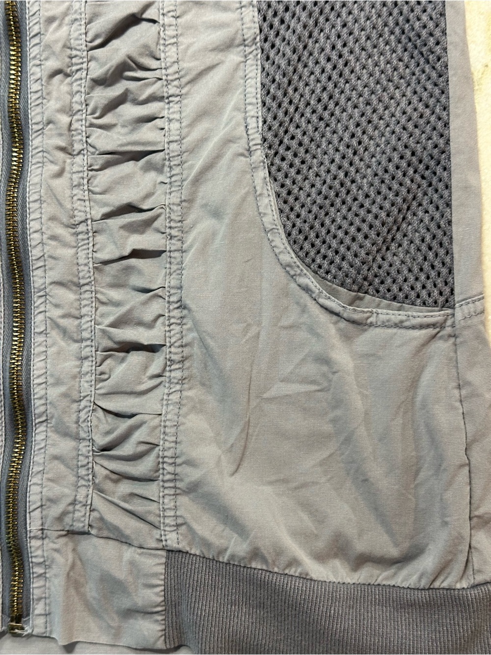 Wearables Gray Ruched Mesh Zip Jacket Size XS Utility Bomber - Picture 6 of 12